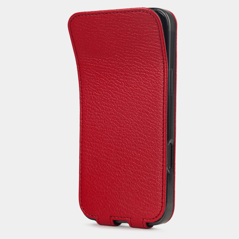 Чехол iPhone 16 Pro Max натуральная кожа козы, красного цвета