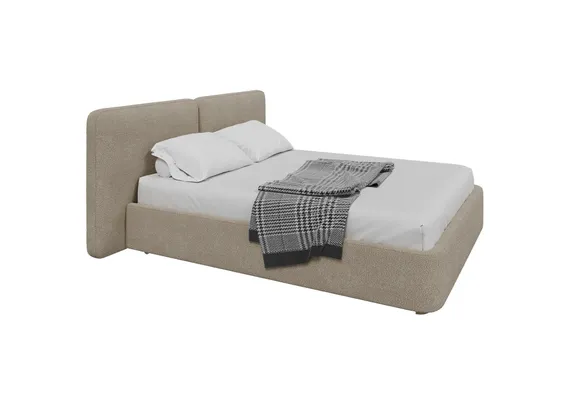 Кровать с подъемным механизмом Hub Soft 160 см (бежевый, букле)
