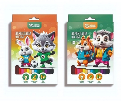 Карандаши 18цв. "Яркие зверята" шестигран. корп. дерев. карт. уп. (Schoolformat)