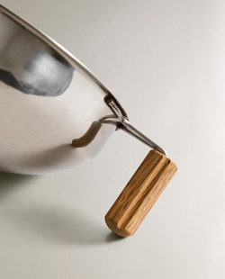 ZARA HOME КУХОННАЯ ВОРОНКА С ДЕРЕВЯННОЙ РУЧКОЙ, СТАЛЬНОЙ СЕРЫЙ