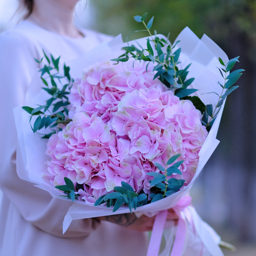 Купить Нежный букет розовых гортензий #605