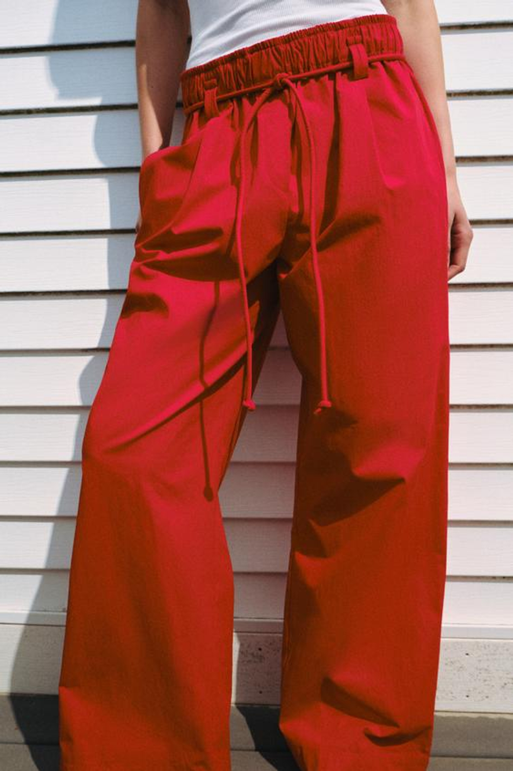 ZARA БРЮКИ ИЗ ПОПЛИНА — ZW COLLECTION, КРАСНЫЙ