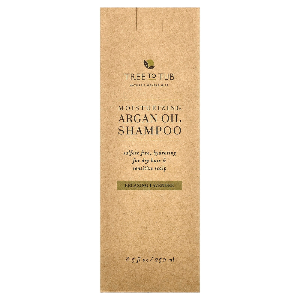 Tree To Tub, увлажняющий шампунь с аргановым маслом, для сухих волос и чувствительной кожи головы, расслабляющая лаванда, 250 мл (8,5 жидк. унции)