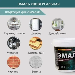 Краска, Эмаль без запаха 0,9 кг AKRIMAX эмаль для наружных и внутренних работ универсальная, водостойкая, краска по металлу, Акриловая быстросохнущая шелковисто-матовое покрытие, белый