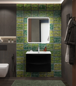 Тумба с раковиной подвесная BelBagno MARINO-CER-N-700-2C-SO-NL-P Nero Lucido, раковина белая BB-8099-70