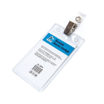 Бейдж вертикальный с клипсой Alingar, 60*100 мм, ПВХ, прозрачный, металл. клипса, 50 шт/уп