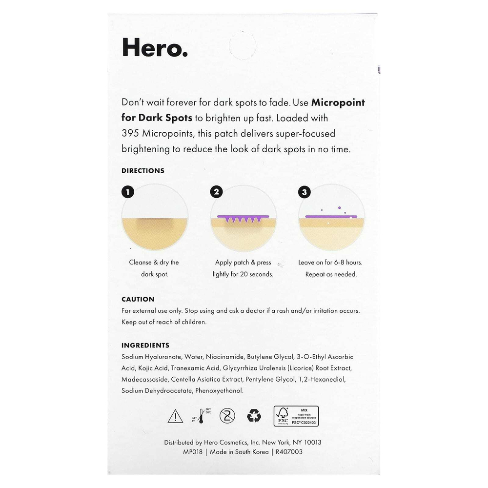 Hero Cosmetics, Mighty Patch® Micropoint, от пигментных пятен, 8 патчей