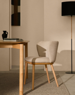 Ciselia Стул из бежевой синели и натурального массива ясеня