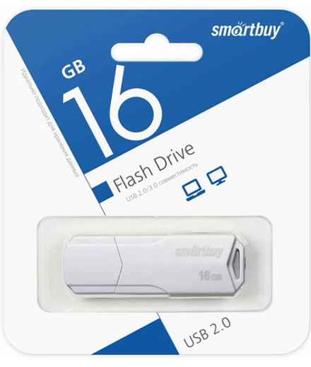 Флешка 16-GB Smartbuy Clue White USB 2.0