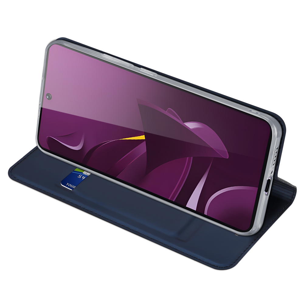 Чехол книжка из PU кожи синего цвета для Xiaomi Poco M7 Pro 5G, серия Skin Pro Series от Dux Ducis