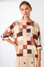 22400 Блузка женская (клетка мультиколор)