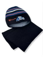 Детская шапка с шарфом для мальчика на весну и осень.