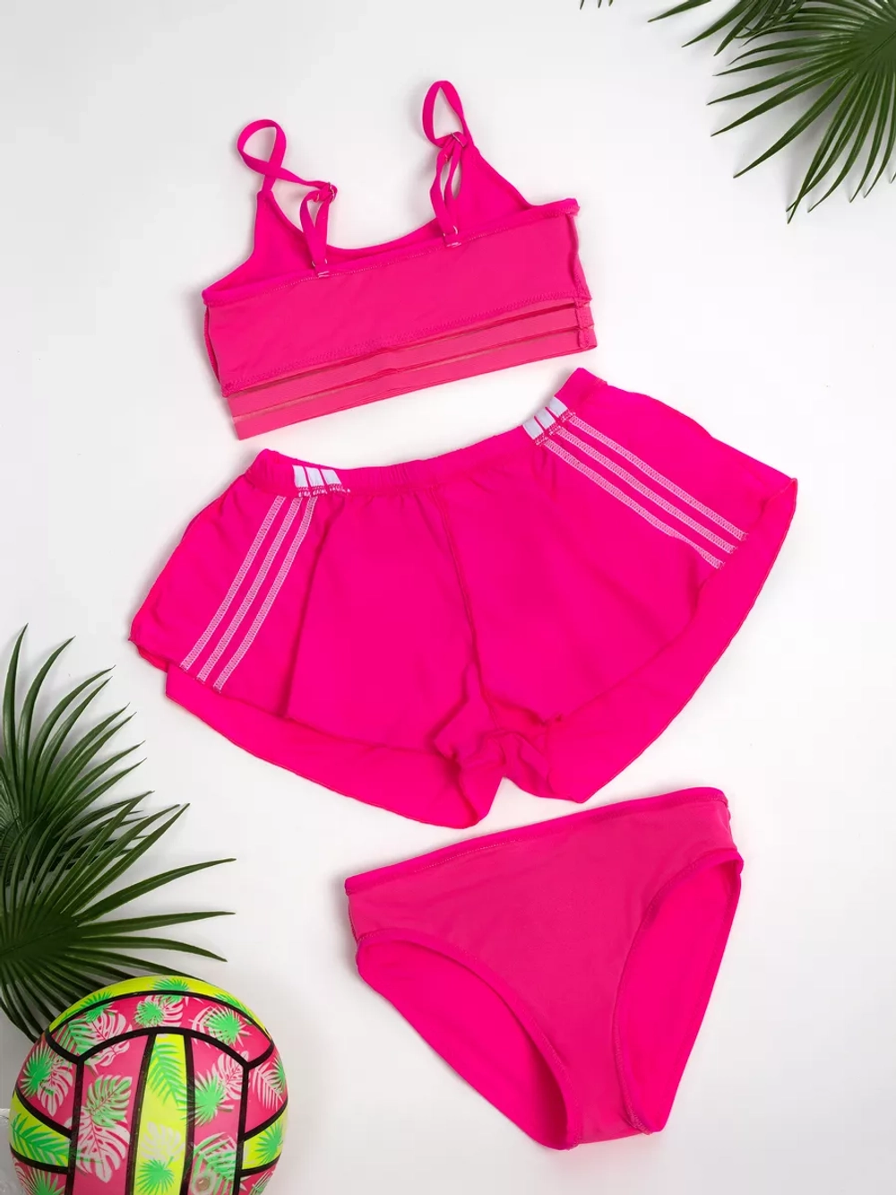 купальник раздельный 3 в 1 с шортами спортивный Adidas