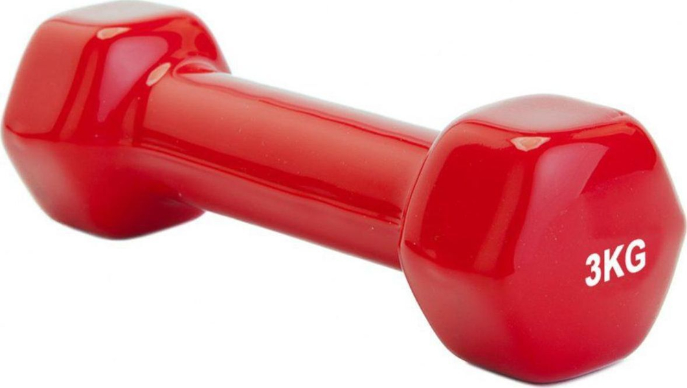 Гантель обрезиненная 3 кг, красная
