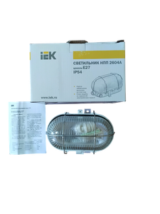 Светильник НПП 2604А белый/овал с алюминевой решеткой 60Вт IP54 ИЭК