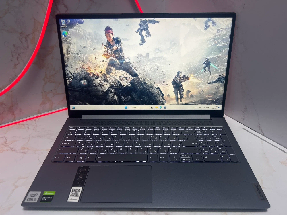 Ноутбук Lenovo Yoga Slim 7 15IMH05 (82AB003LRU) 15.6"/Intel Core i5 10300H/RAM 8GB/SSD 512GB/GeForce GTX 1650 4GB/1920*1080/IPS/Windows 11/Подсветка кл-ры: LED/Серый. Состояние: B1