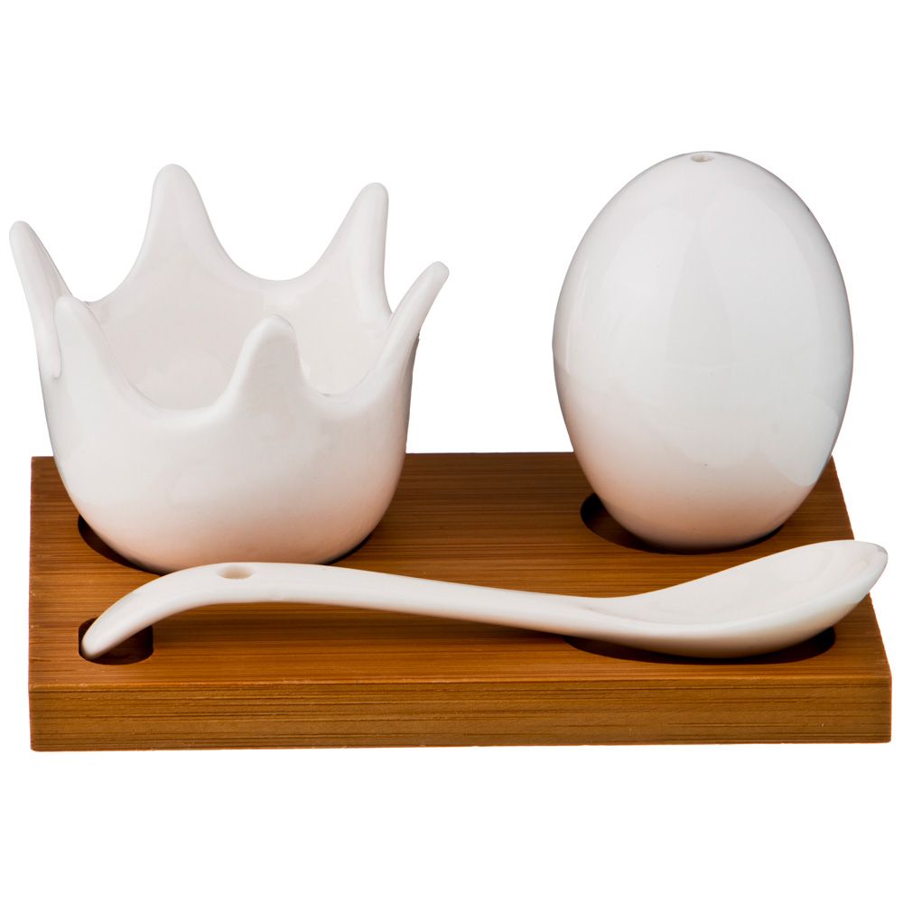 НАБОР ДЛЯ ЗАВТРАКА "NATIVE" 3ПР.: ПОДСТАВКА Д/ЯЙЦА, СОЛОНКА, ЛОЖКА НА ПОДСТАВКЕ 11,5*8*6,5 СМ