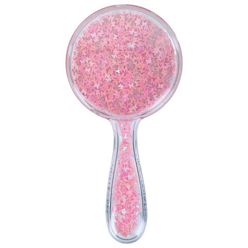 Расческа для волос массажная 15х7 см, с блестками прозрачный/розовый, MONTE VITA (МОНТЕ ВИТА), 457424