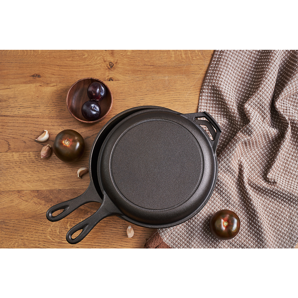 Набор сковород чугунных brasen с масляной полировкой, D25 см, 2 шт.