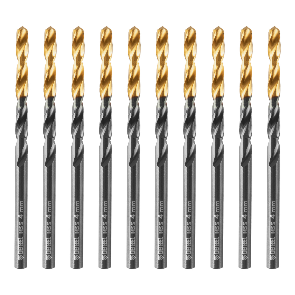 Сверло по металлу, 4 мм, HSS-Tin, Golden Tip, 10 шт. Denzel