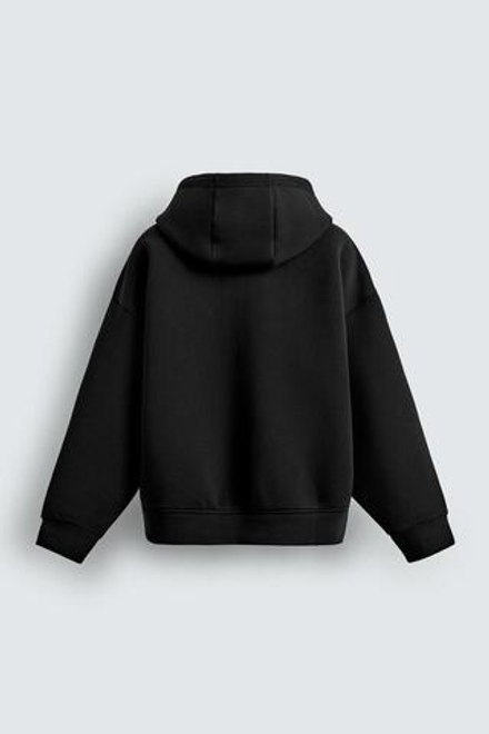 ZARA ХУДИ С КАПЮШОНОМ ИЗ НЕОПРЕНА, ЧЕРНЫЙ