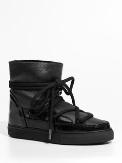 Высокие комбинированные кеды INUIKII 75202-007 Sneaker Gloss Black на меху