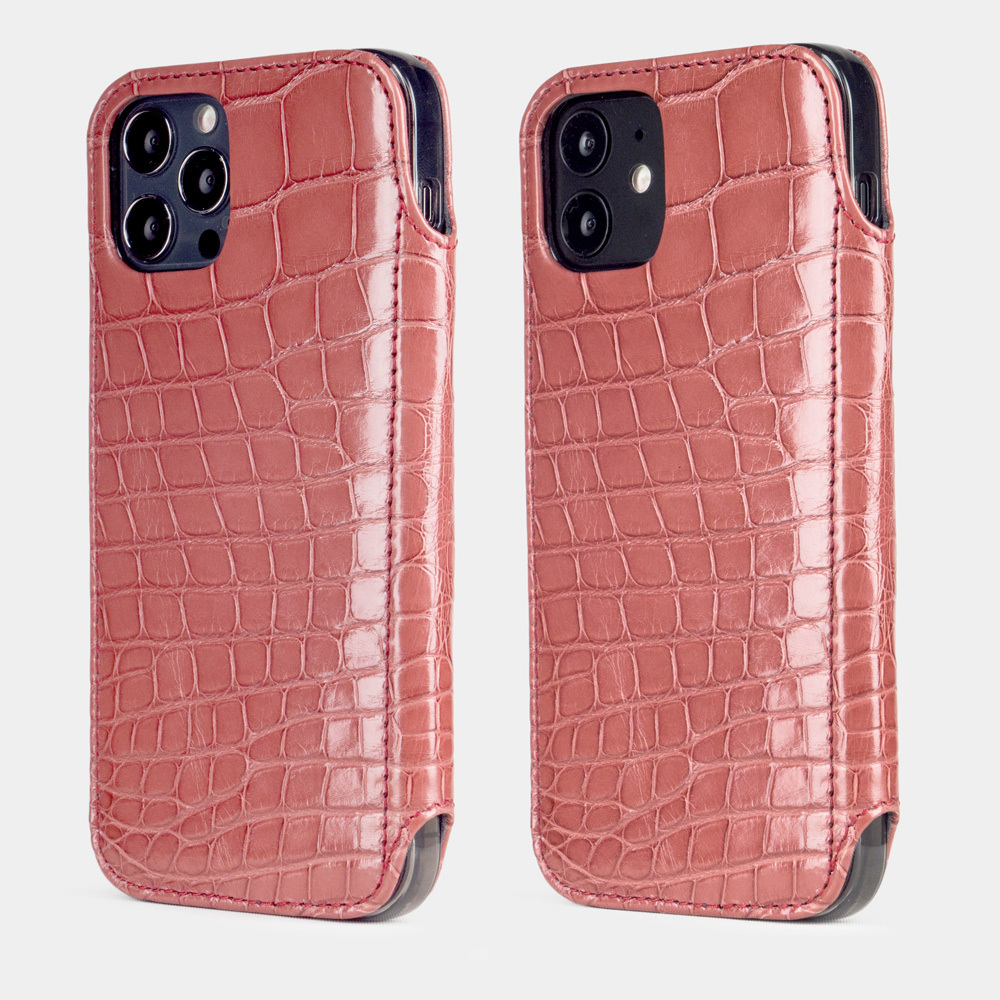 Чехол Benoit для iPhone 12/12Pro из кожи крокодила розового цвета