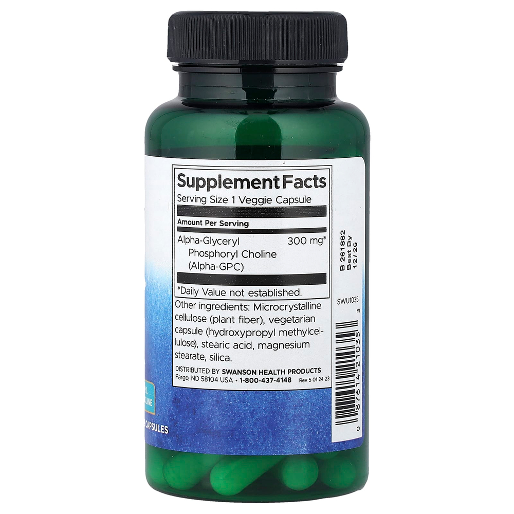 Swanson, Alpha GPC, 300 мг, 60 растительных капсул
