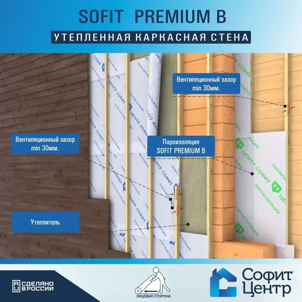 Пароизоляция SOFIT PREMIUM B 70м2 , пароизоляционный материал