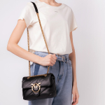 Сумка Pinko Puff Metal Bird Buckle Clamshell Diagonal Quilted Napa Sheepskin Leather Messenger Bag Mini Black, 1P22JD-Y7SR-Z99Q