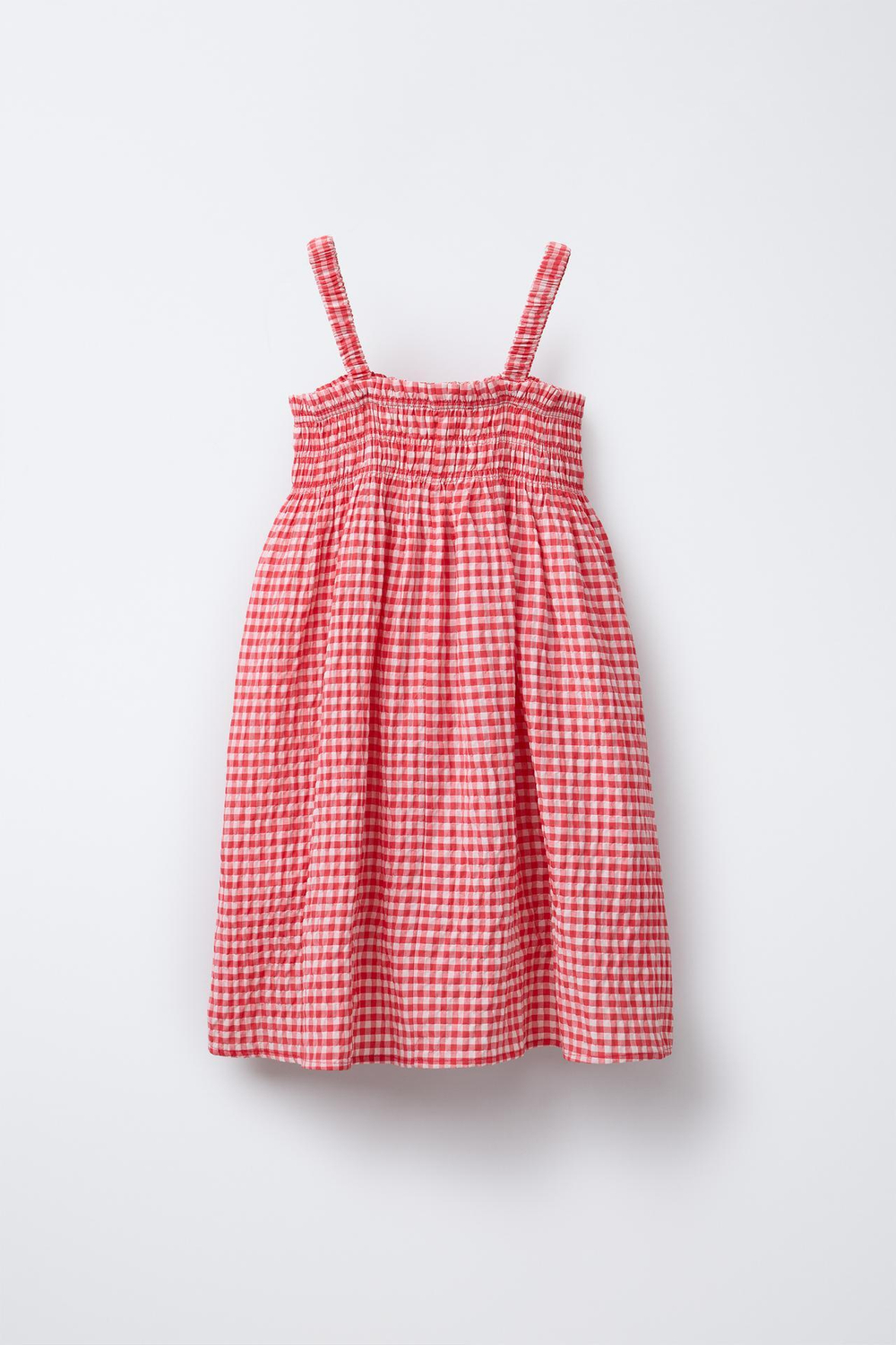 ZARA ПЛАТЬЕ С ПРИНТОМ В КЛЕТКУ ВИШИ, КРАСНЫЙ/БЕЛЫЙ