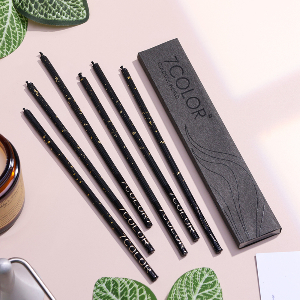 Набор свечей в торт 16,5 см, чёрный с золотом 6шт.