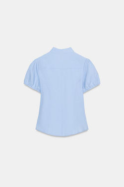 ZARA ТОП ИЗ ПОПЛИНА С ЗАВЯЗКАМИ, ГОЛУБОЙ