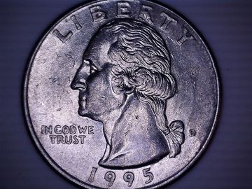 Монета под микроскопом - 25 центов (аверс) 1995