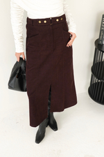 Юбка из вельвета с разрезом спереди