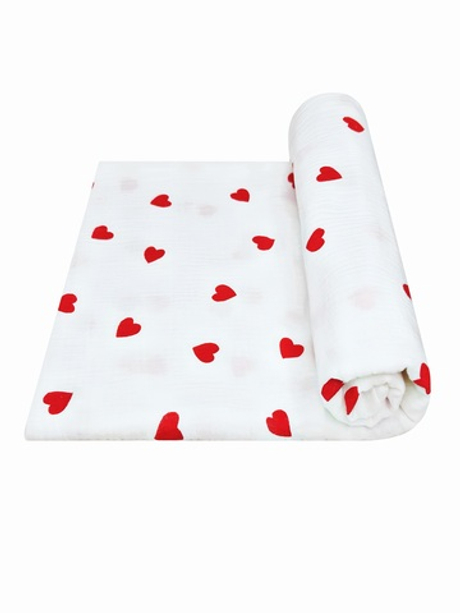 Муслиновая пеленка Сердца red