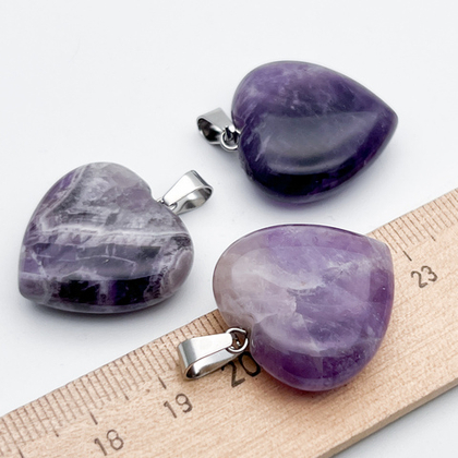 Подвеска Сердце, аметист, размер 25*24 мм, цена за 1 шт