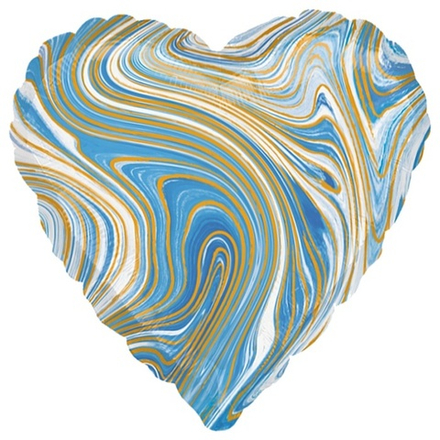 Шар Anagram сердце 18" с рисунком Мрамор голубой #42092