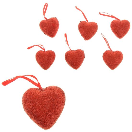 Сердце сувенирное на палочке блестка "Розы" 10 см, белый