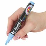 Маркер меловой "POP-ART" ГОЛУБОЙ, 5 мм, сухостираемый, для гладких поверхностей, BRAUBERG, 151533