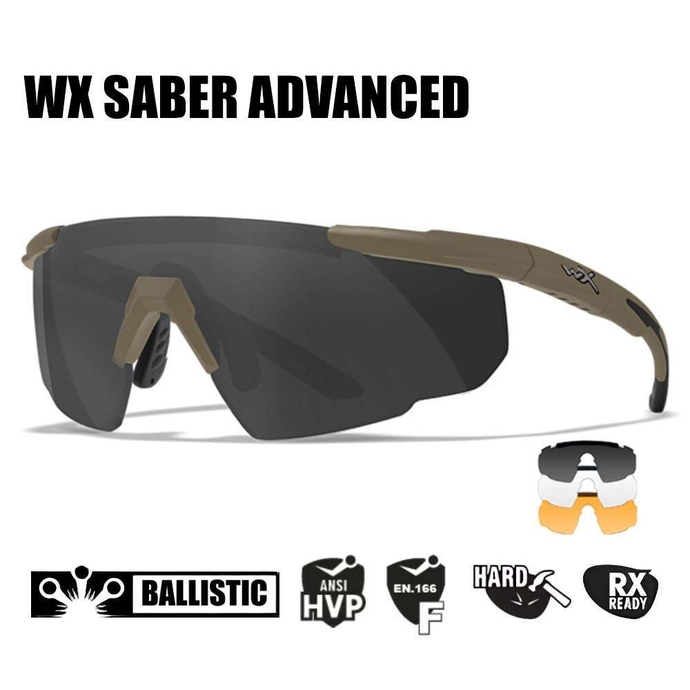 Очки тактические-защитные WILEY-X SABER ADVANCED (FRAME MATTE ТAN, LENS: CLEAR+GREY+RUST)