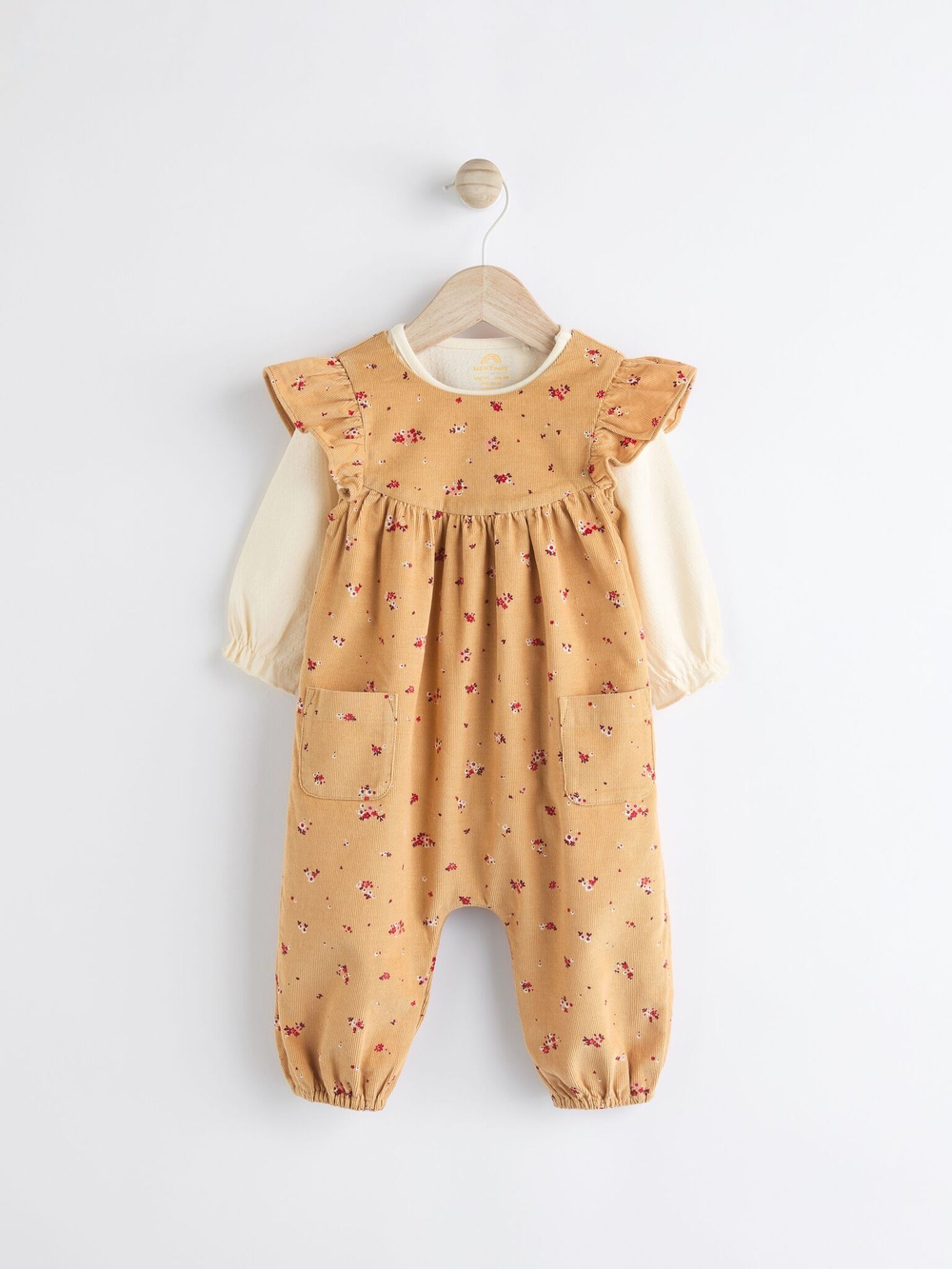 Комбинезон и боди в комплекте для малышей Next Q94-927, Горчичный, Молочный