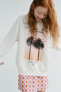 ZARA ЮБКА-ШОРТЫ С ПРИНТОМ «СОЛНЦЕ», РОЗОВЫЙ