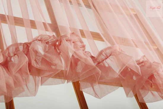Короткий тюль-арка с рюшами. Клайм (розовый)
