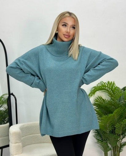 Свитер женский Великан, размер 58-68, цвет голубой
