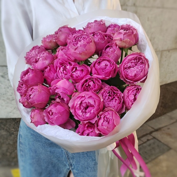 Букет из 7 кустовых пионовидных роз сорта "Julietta Cerise"