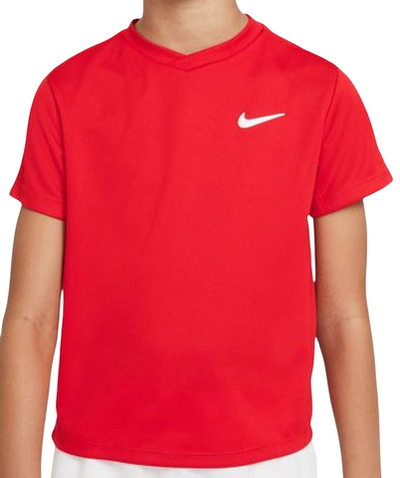 Футболка для мальчика теннисная Nike Court Dri-Fit Victory SS Top B - university red/university red/white