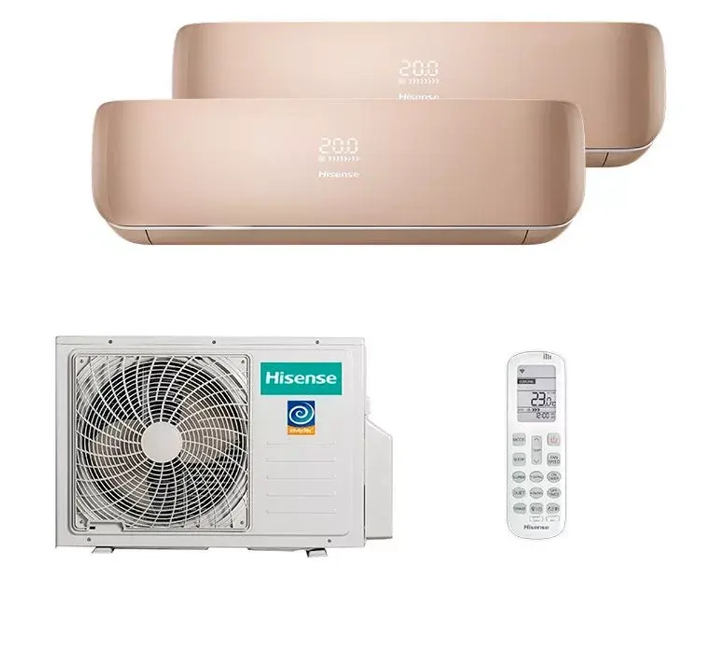 Мульти сплит-система Hisense на 2 комнаты (35+35 кв.м.) Champagne R32