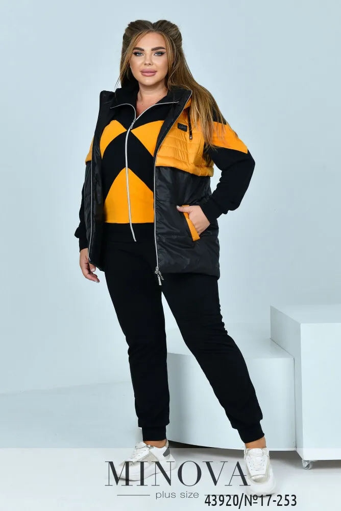 Жилет 17-253-черный-горчица Minova