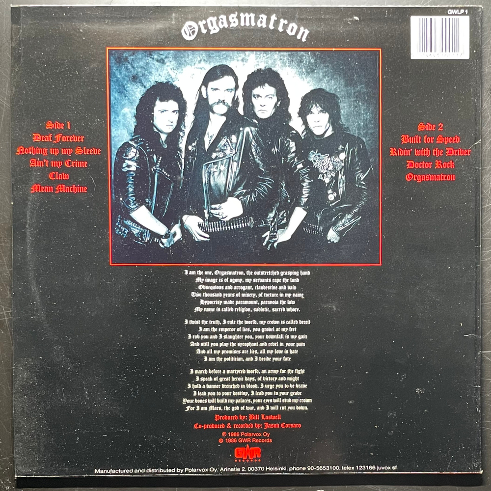 Motorhead ‎– Orgasmatron (Финляндия)